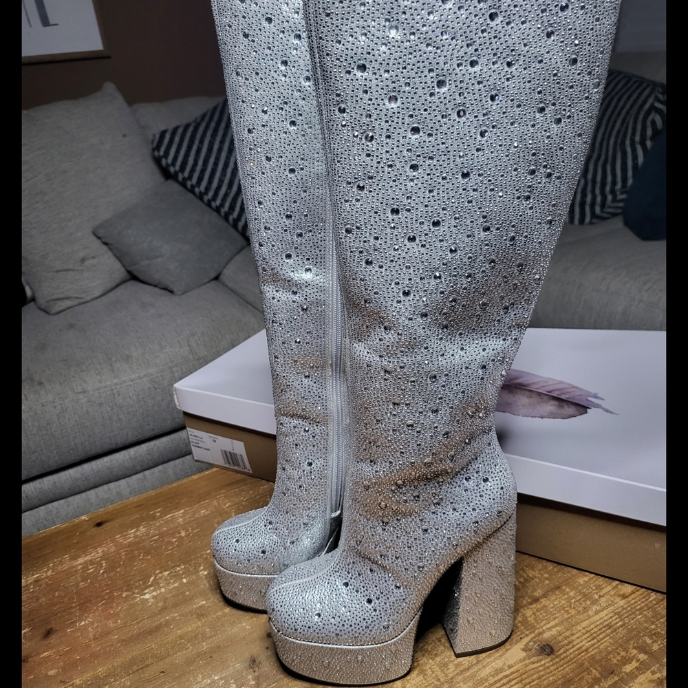 Jessica Simpson Sinalla Silver Women's Platform Boots Sz 7